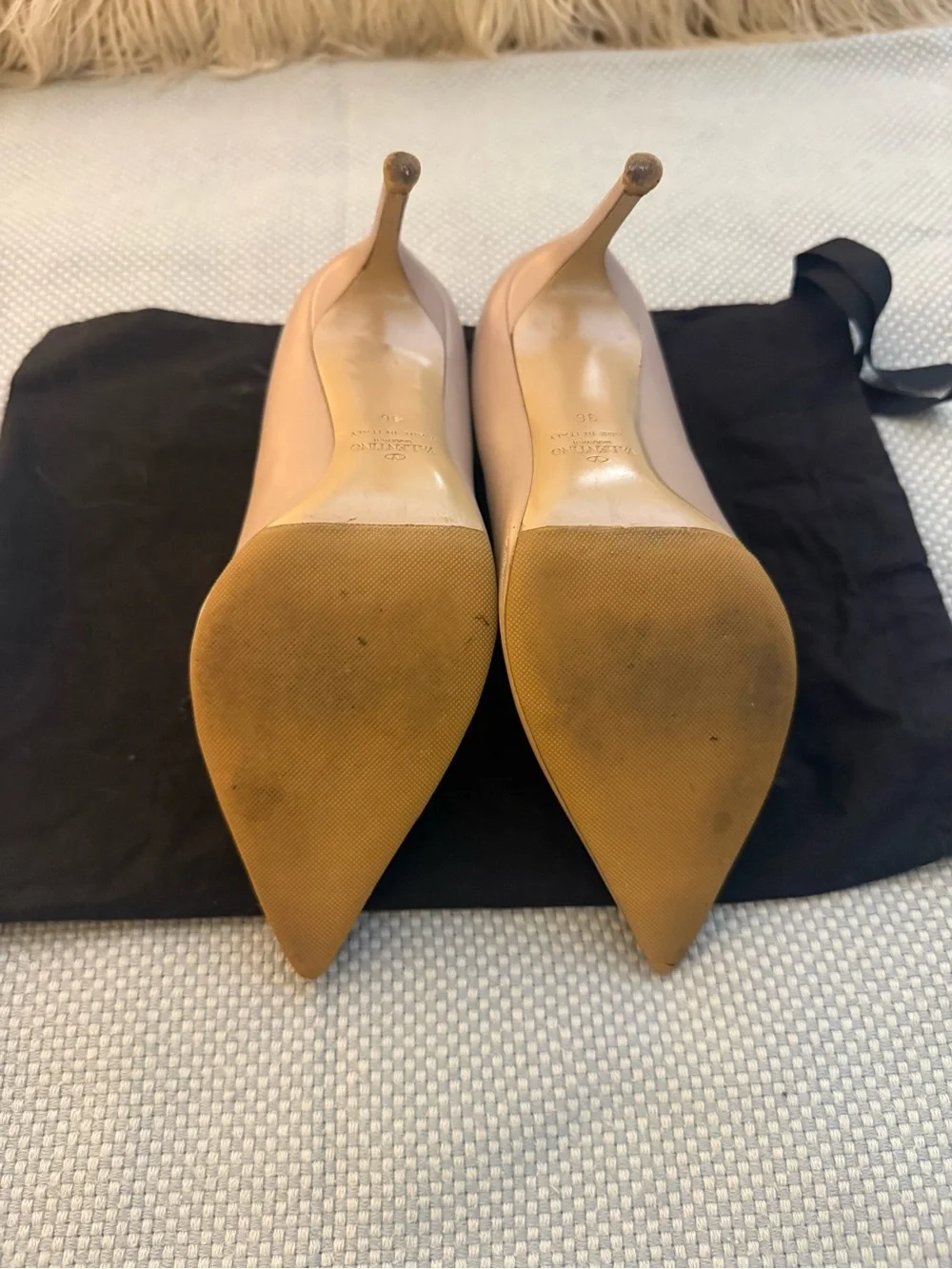 Valentino Nude Pointed-Toe Leather Stiletto Pumps